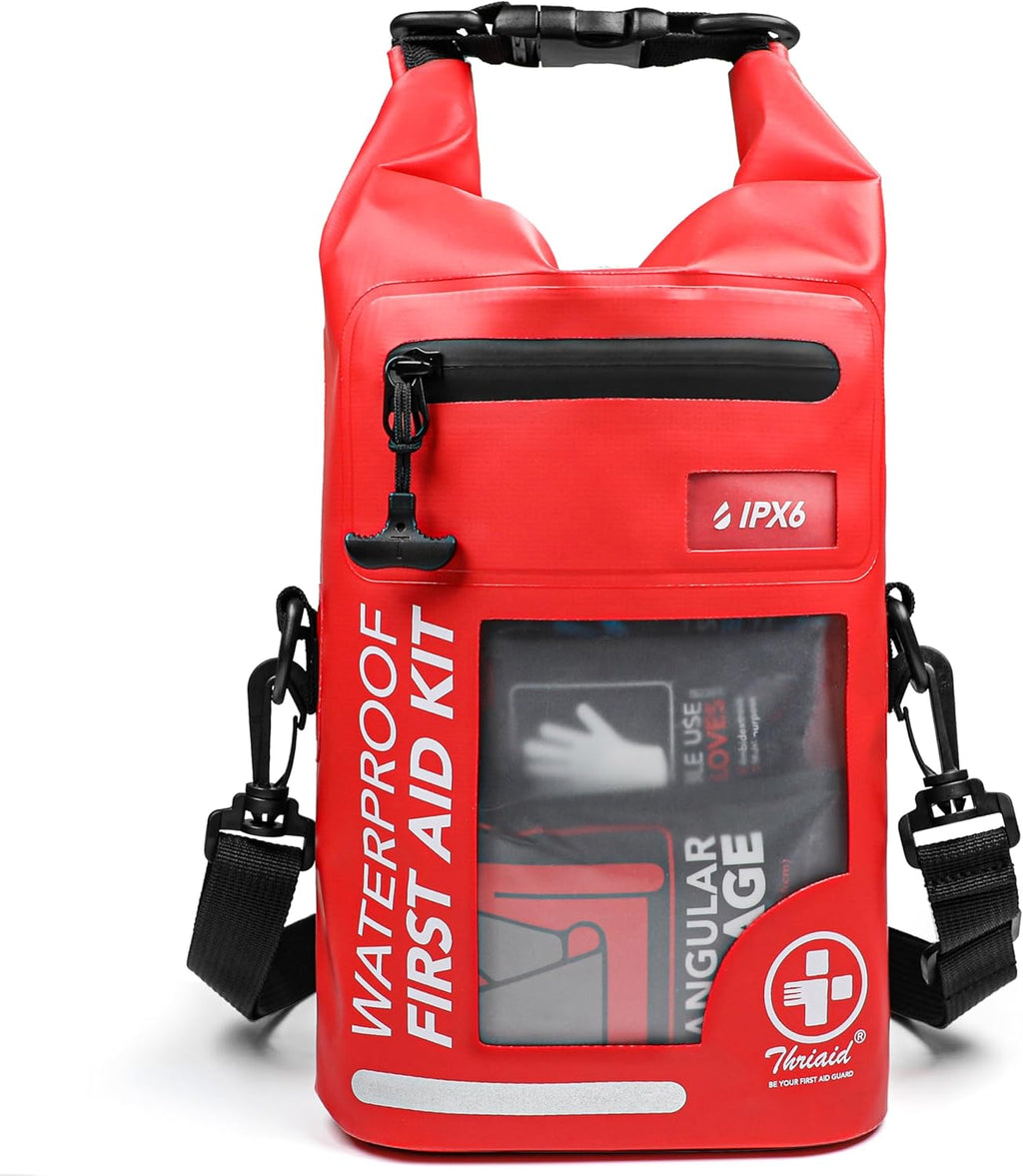 250 PCS Water‐Resistant First Aid Kit, Roll Top Reflective Emergency