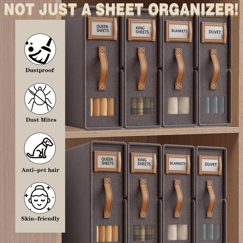 Bed Sheet Organizers and Storage (4 Pack, Queen & King Size)