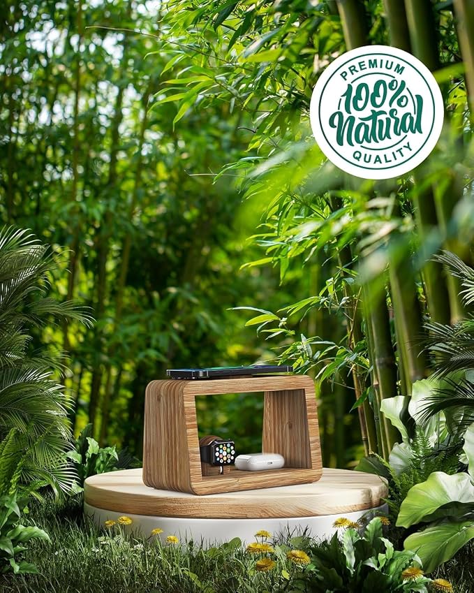 Bamboo Wireless Charging Station: 4-in-1Wireless Charger - Image 7