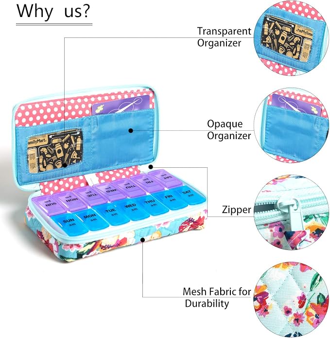 Weekly Pill Organizer 2 Times a Day, Zumd Pill Box 7 Day - Image 7