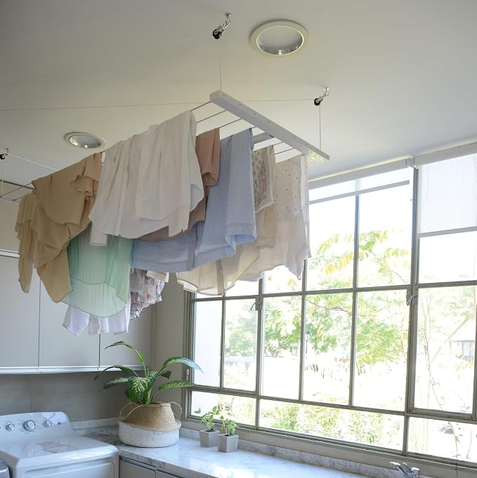 Ceiling Mounted Pulley Drying Rack – Aluminum Clothesline by H%C3%B6llsen