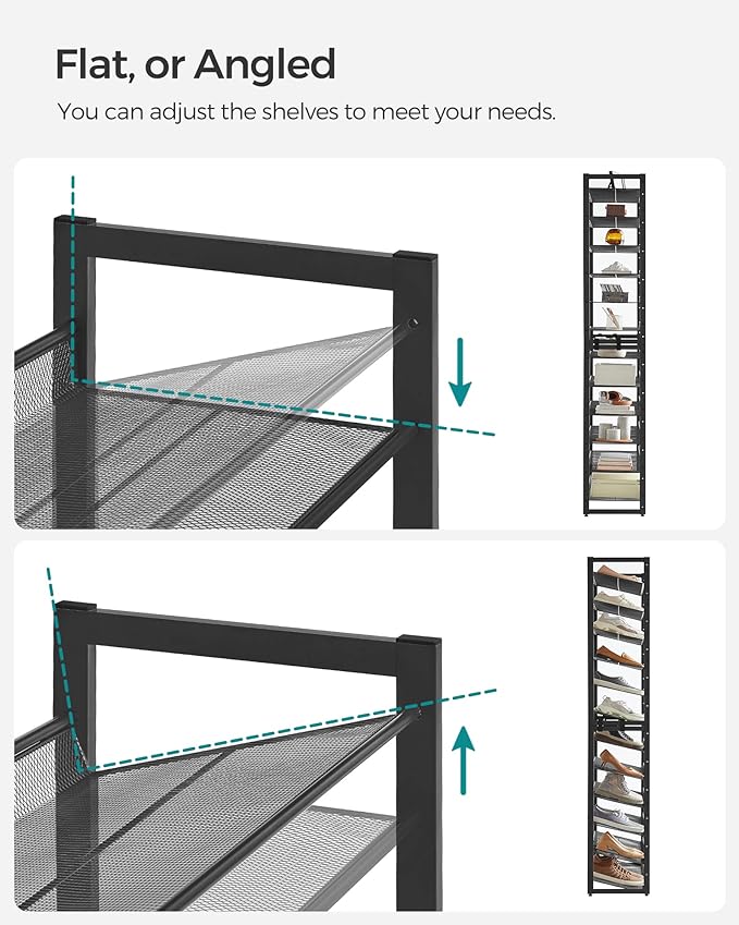 SONGMICS Shoe Rack, 12-Tier Shoe Organizer, Metal Shoe Storage - Image 6