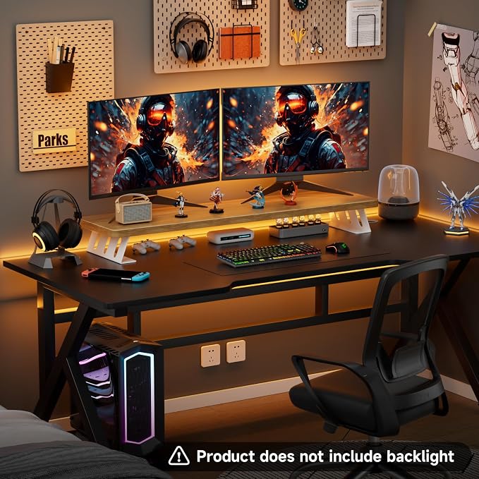 Dual Monitor Stand Riser, 39 Inch Large Wood Monitor Stands - Image 4