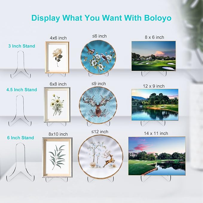 Boloyo 60-Degree Angle Acrylic Plate Display Stand, 3 Inch 2PC Clear Acrylic - Image 3