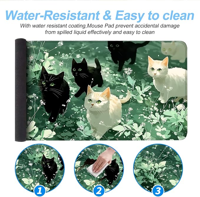Cute Cat Mouse Pad Large Gaming Desk Mat - Image 5