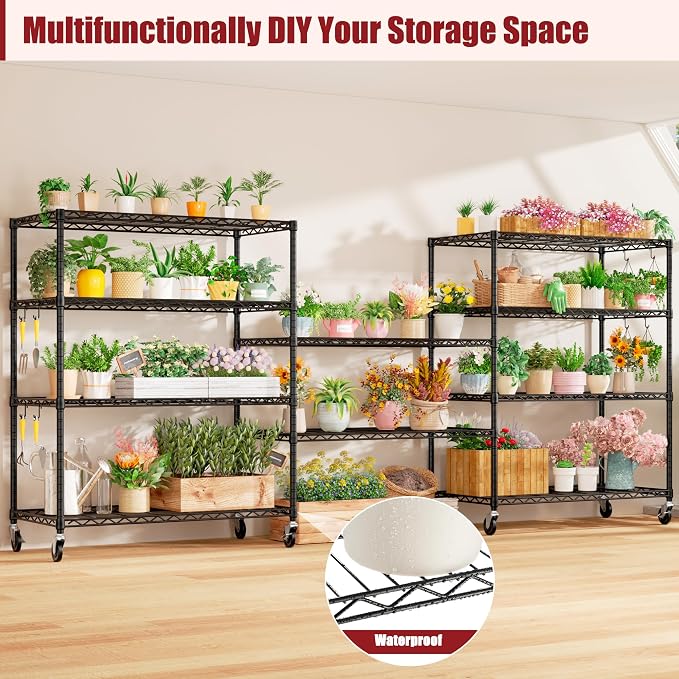 PrimeZone 3 Packs 48" W x 24" D x 81" H Heavy Duty Wire Storage Shelves - Image 6