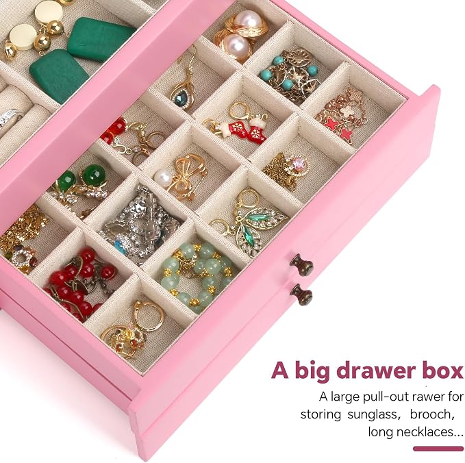 Meangood Jewelry Box Organizer for Women, 3 Layer Large Jewelry Storage Case - Image 6