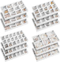 Junkin 12 Pcs Jewelry Tray Velvet Stackable Jewelry Organizer Trays Divided by Junkin