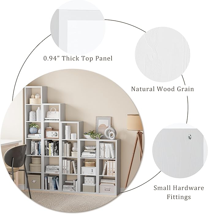 Tall Cube Storage Organizer Bookcase, 6 Tier 11 inch Open Back Cubical Shelf - Image 6