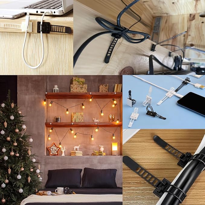 Cable Ties Cable Clips Wire Management Cord Clips Under, Desk Cable Management - Image 9