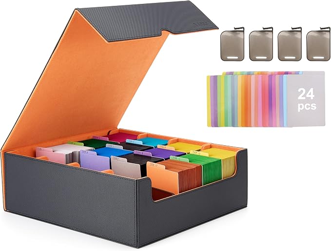 Venssu Card Storage Box With 24 Colorful Divider Tabs, 3000+ Mtg Deck Box by Venssu