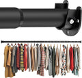 Closet Rod 50-75 Inches, Adjustable Heavy Duty Metal Black Closet Rods by Unknown