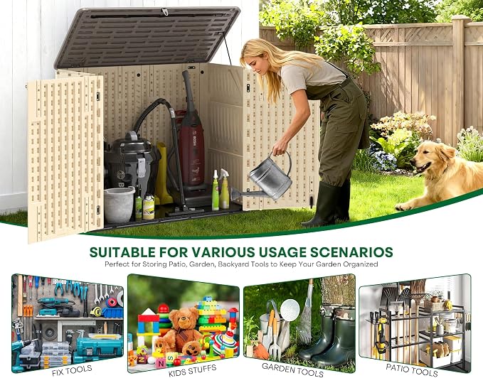 30 Cu.Ft Outdoor Storage Shed, Lawn Mower, Garden Tools, Waterproof Resin - Image 5