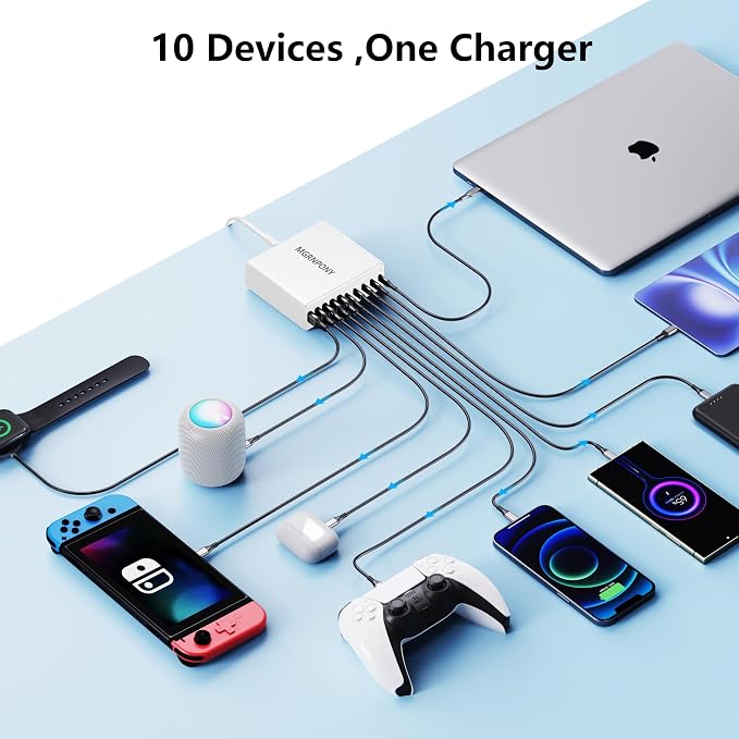 320W USB C Charger Block, 10-Port USB C Charging Station GaN III PD 65W Laptop - Image 4