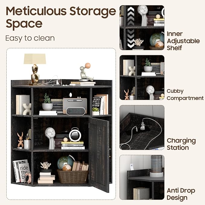 Corner Storage Cabinet, Farmhouse Corner Bookshelf - Image 6