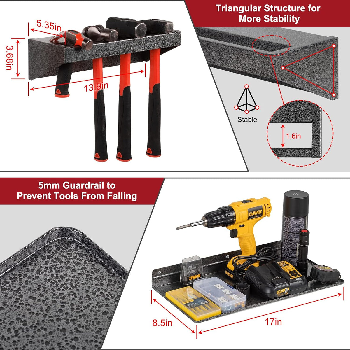 AHOWPD Screwdriver Organizer, Metal Plier Organizer Hammer Rack