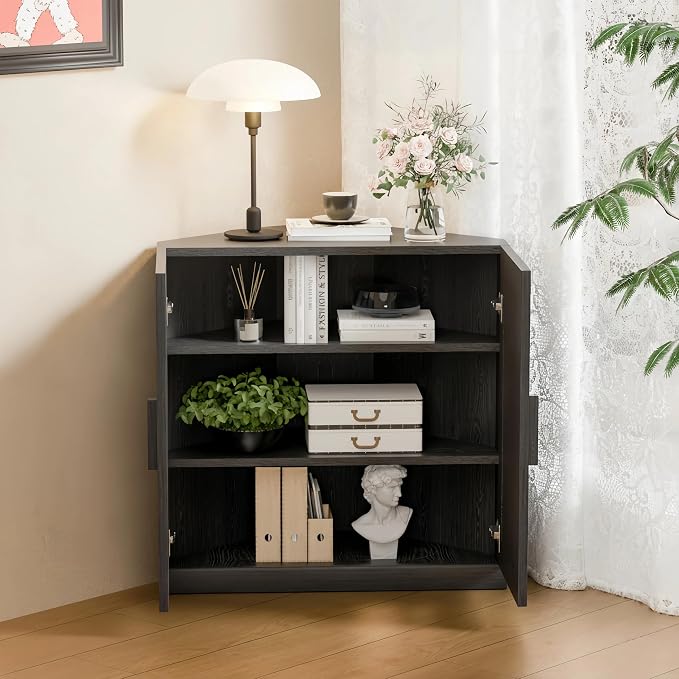 Casaphoria Farmhouse Corner Cabinet, Wooden Corner Storage Cabinet - Image 5