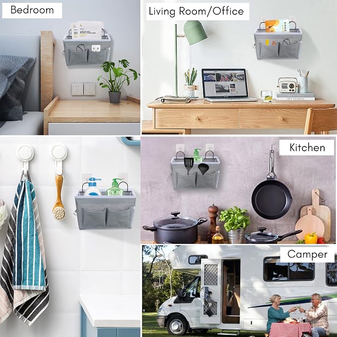 2pcs Middle Wall Hanging Organizer Bag, Linen Fabric Door Hanging Storage Basket - Image 2