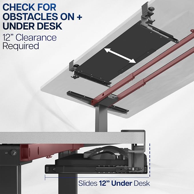 VIVO Extra Long Clamp-on Computer Keyboard and Mouse Under Desk Slider Tray - Image 6