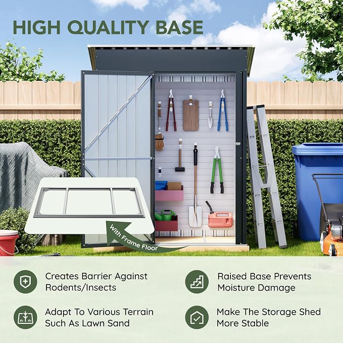 3x5 FT Outdoor Metal Storage Shed - Image 3