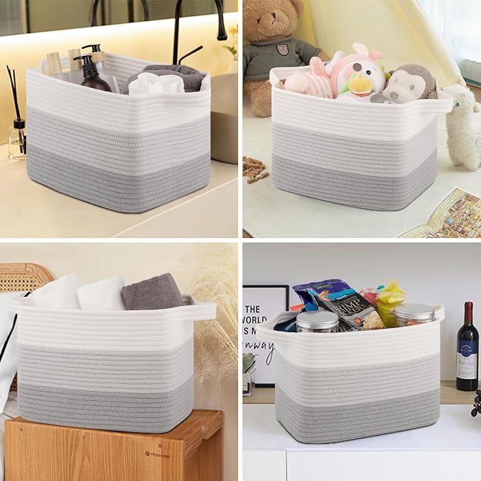 Storage Baskets for Organizing, Woven Baskets for Shelves, Rectangle Decorative - Image 5