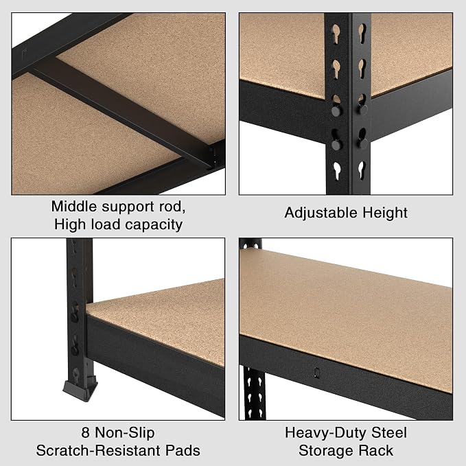 WORKPRO 5-Tier Steel Shelving Unit-Black, 35-3/10”W x 17-1/2”D x 72”H, - Image 5