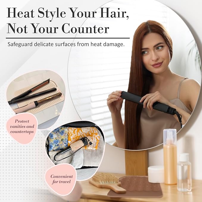 Vanity Accessories Heat Resistant Mat – Silicone Flat Iron & Curling Iron Holder - Image 2