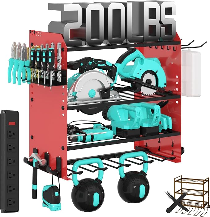 4 Layer Heavy Duty Power Tool Organizer Wall Mount - Image 3