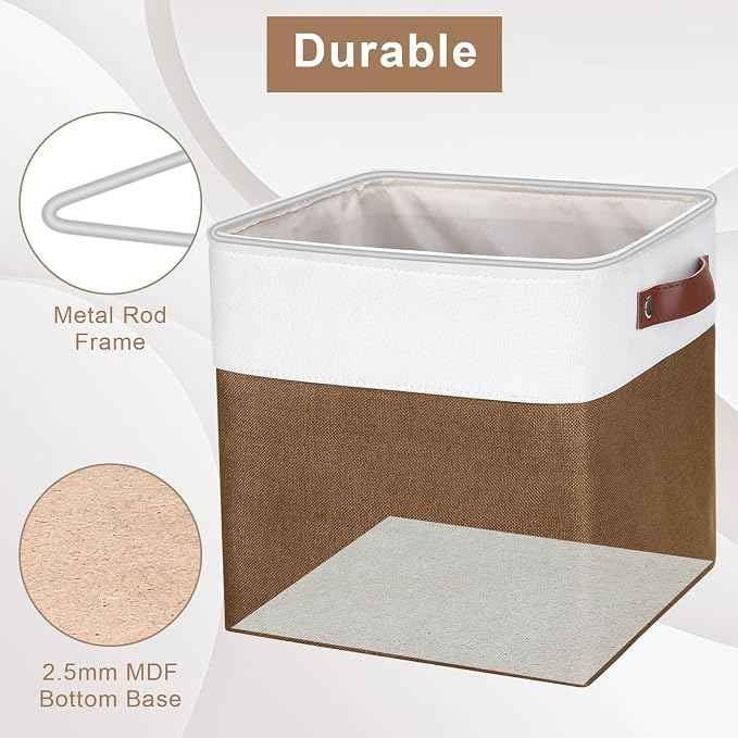 Collapsible Fabric Storage Cubes 11x11 Cube Storage Bins, 4 Pack Closet Baskets