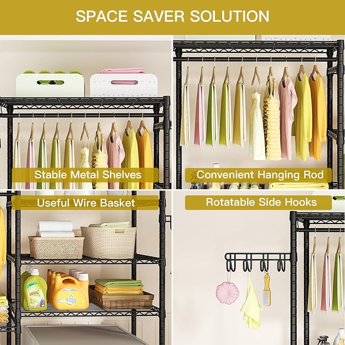 Ulif 65.3" W x 13.4" D x 77.5" H Clothes Drying Rack, 5 Tiers Over Washer and - Image 7