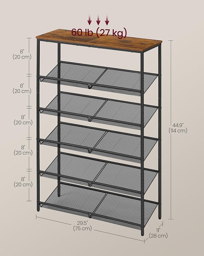 VASAGLE Shoe Rack for Entryway, 6-Tier Shoe Rack Organizer - Image 3
