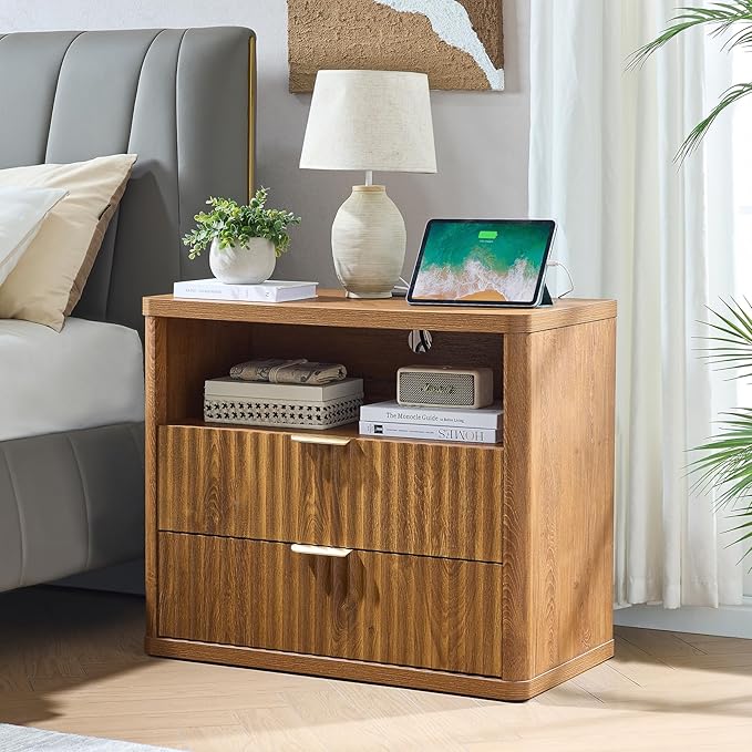 LEYAOYAO 31" Wide Fluted Nightstand Set of 2 - Image 5