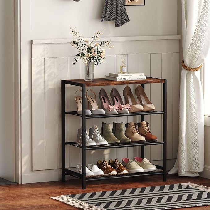 Yusong Shoe Rack Organizer, 4 Tier Industrial Shoe Storage Shelf, Narrow Sturdy - Image 4