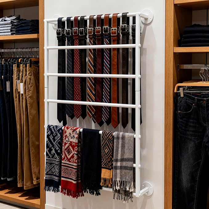 Wall Mounted Display Rack, 7-Layer Wrapping Paper Ribbon Organizer Scarves Tie - Image 9