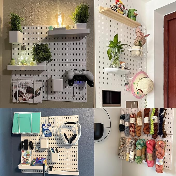 PSLER 4PCS Pegboard Wall Organizer White Peg Boards - Image 3