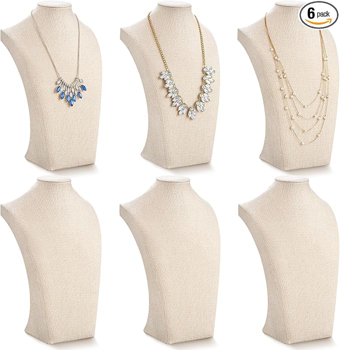Kigley 6 Pcs Linen Necklace Display Bust Jewelry Holder Necklace Retail by Kigley