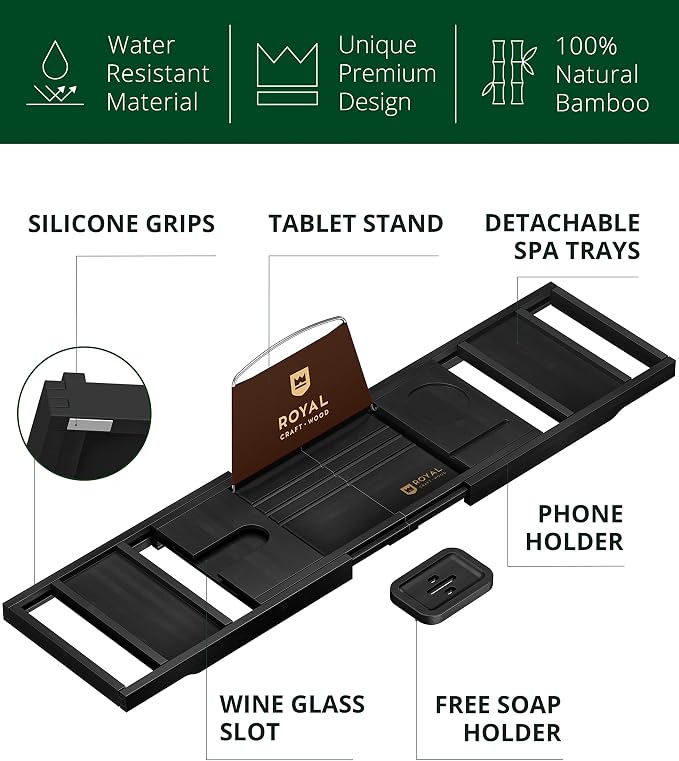 ROYAL CRAFT WOOD Premium Foldable Bathtub Tray - Image 4