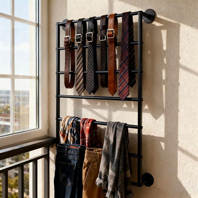 Wall Mounted Display Rack, 7-Layer Wrapping Paper Ribbon Organizer Scarves Tie - Image 5