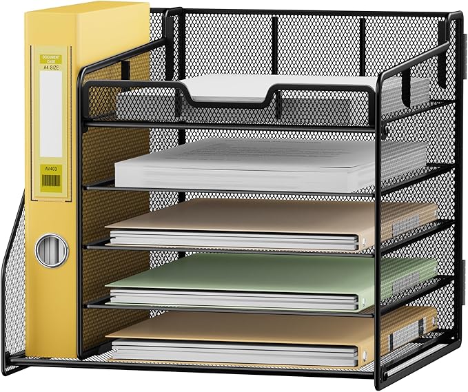 Lavatino Desk Organizer, 5-Tier Metal Mesh Paper Letter Tray - Image 2