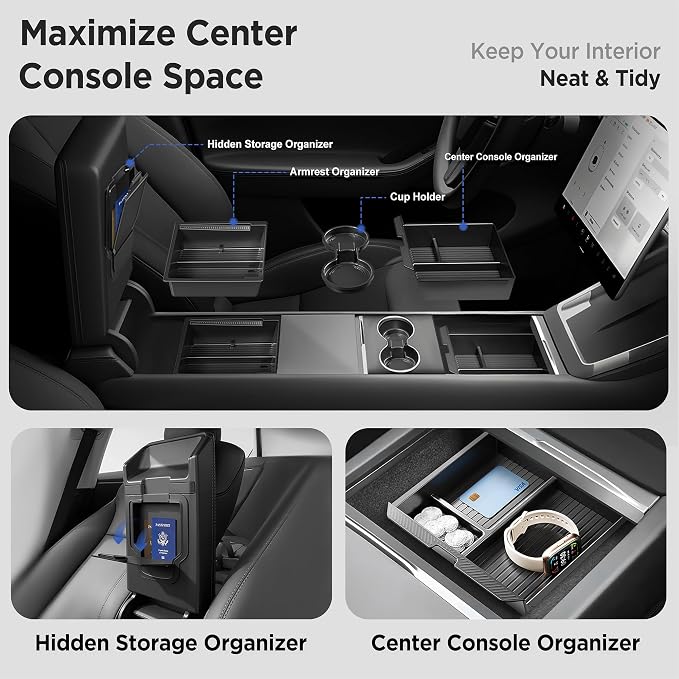Center Console Organizer Tray for Tesla Model Y Juniper Accessories 2025 - Image 2