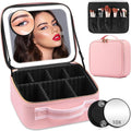 Makeup Case with Mirror and Lights, Travel Makeup Bag with Lighted Mirror by Jadazror