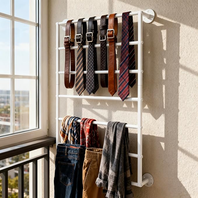Wall Mounted Display Rack, 7-Layer Wrapping Paper Ribbon Organizer Scarves Tie - Image 4