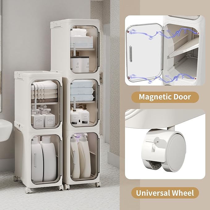 4-Tier Tall Narrow Storage Cabinet, Slim Bathroom Storage Cabinet - Image 5