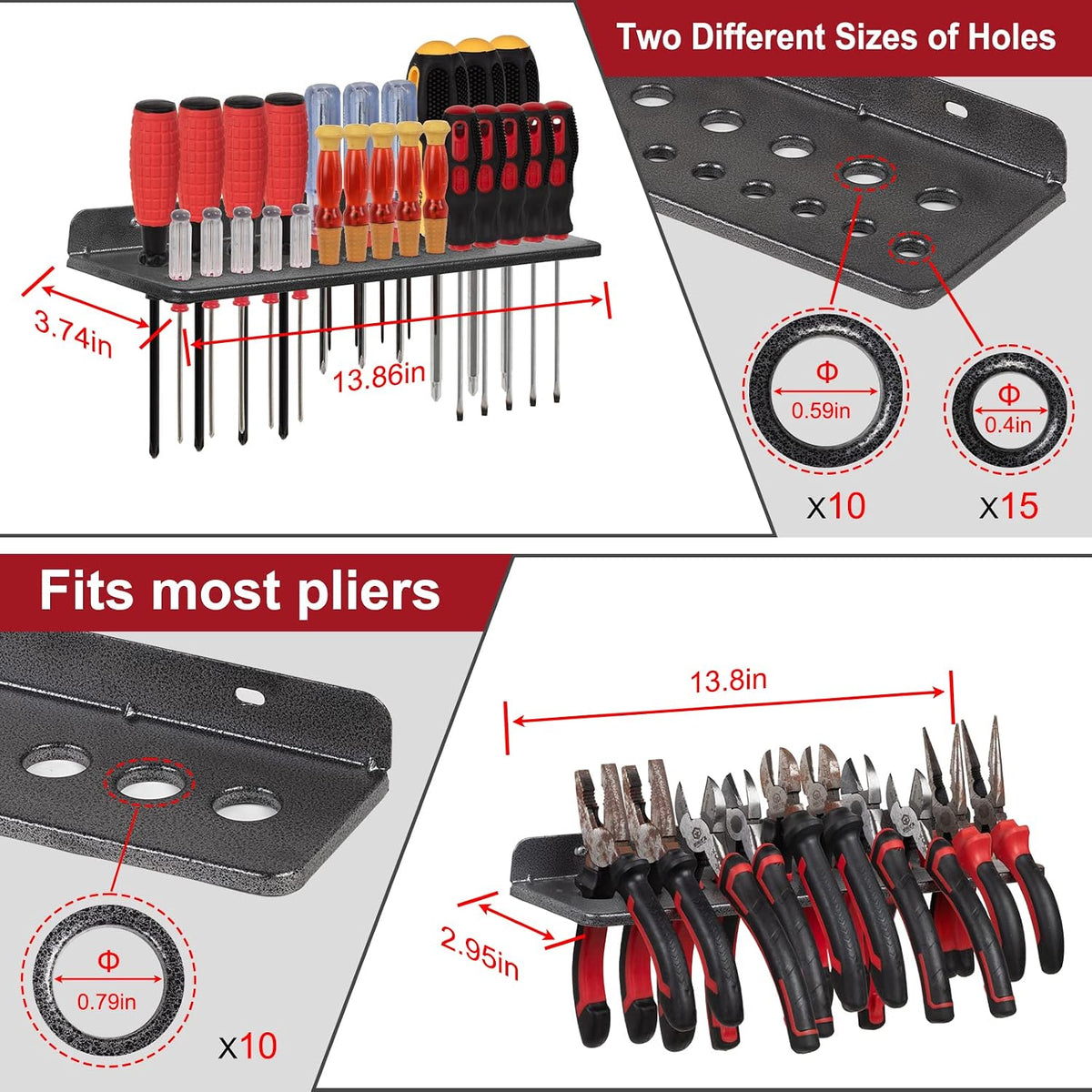 AHOWPD Screwdriver Organizer, Metal Plier Organizer Hammer Rack