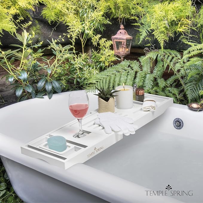 Temple Spring Wooden Bathtub Tray, Bamboo Bathroom Accessories, Bath Tray - Image 7