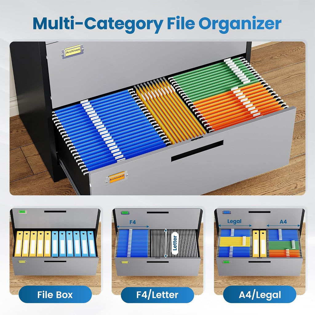 3 Drawer File Cabinet, Lateral Filing Cabinets for Home Office, Office