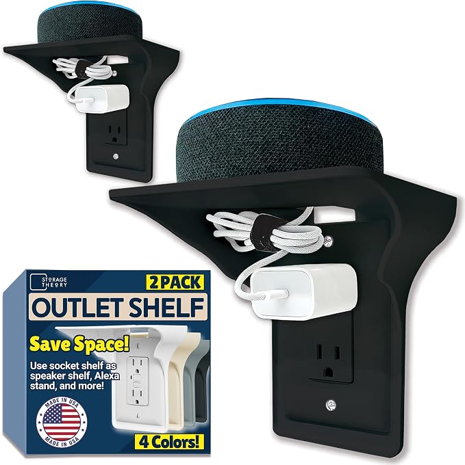 BeraTek Power Perch Wall Outlet Shelf | Declutter & Reclaim Counter Space | by StorageTheory