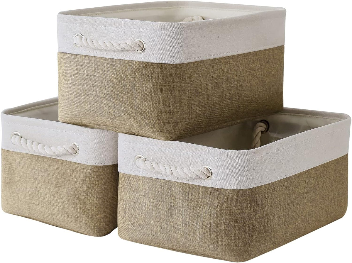 Storage Basket for Organizing - 14x10x7 inch Medium 3 Pack Collapsible
