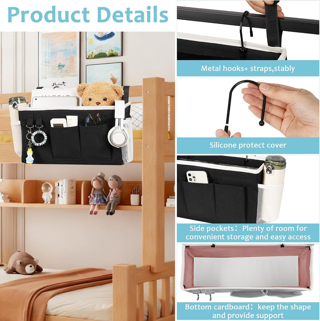 Bedside Caddy, Bedside Storage Bag Hanging Organizer for Bunk Dorm Bed