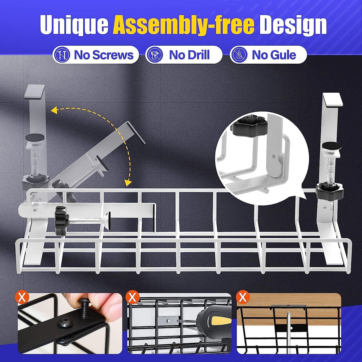 Under Desk Cable Management Tray, Xpatee Upgraded Wire Management No